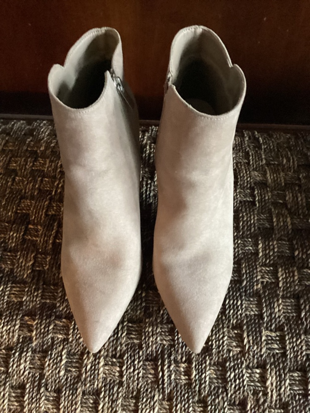 Suede Pointed-Toe Ankle Boots - Light Taupe